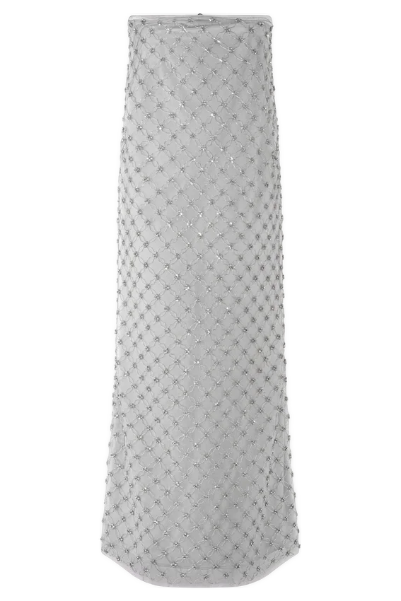 Zuri Hand Beaded Embellished Maxi Skirt – Silver Zuri Hand Beaded Embellished Maxi Skirt – Silver