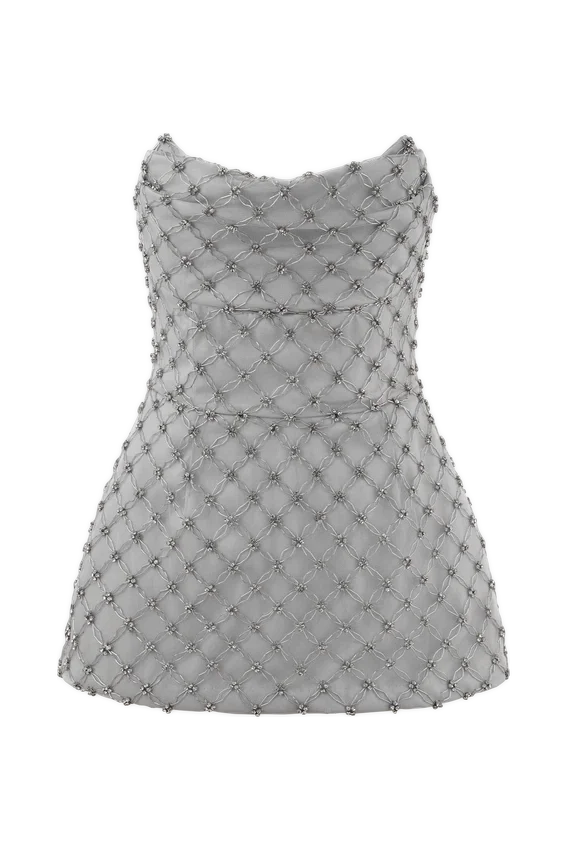 Zuri Hand Beaded Embellished Peplum Corset – Silver Zuri Hand Beaded Embellished Peplum Corset – Silver